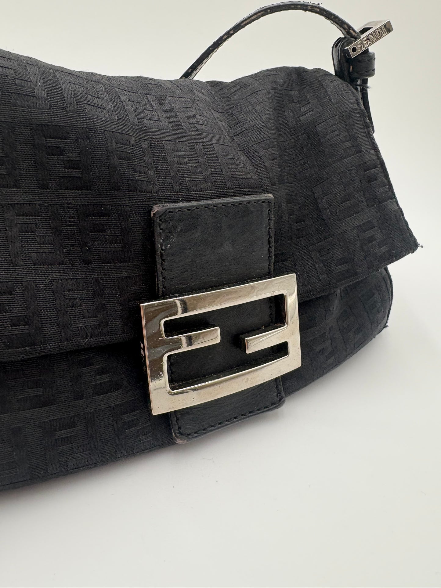 Fendi Black Zucchino Mini Mama Baguette