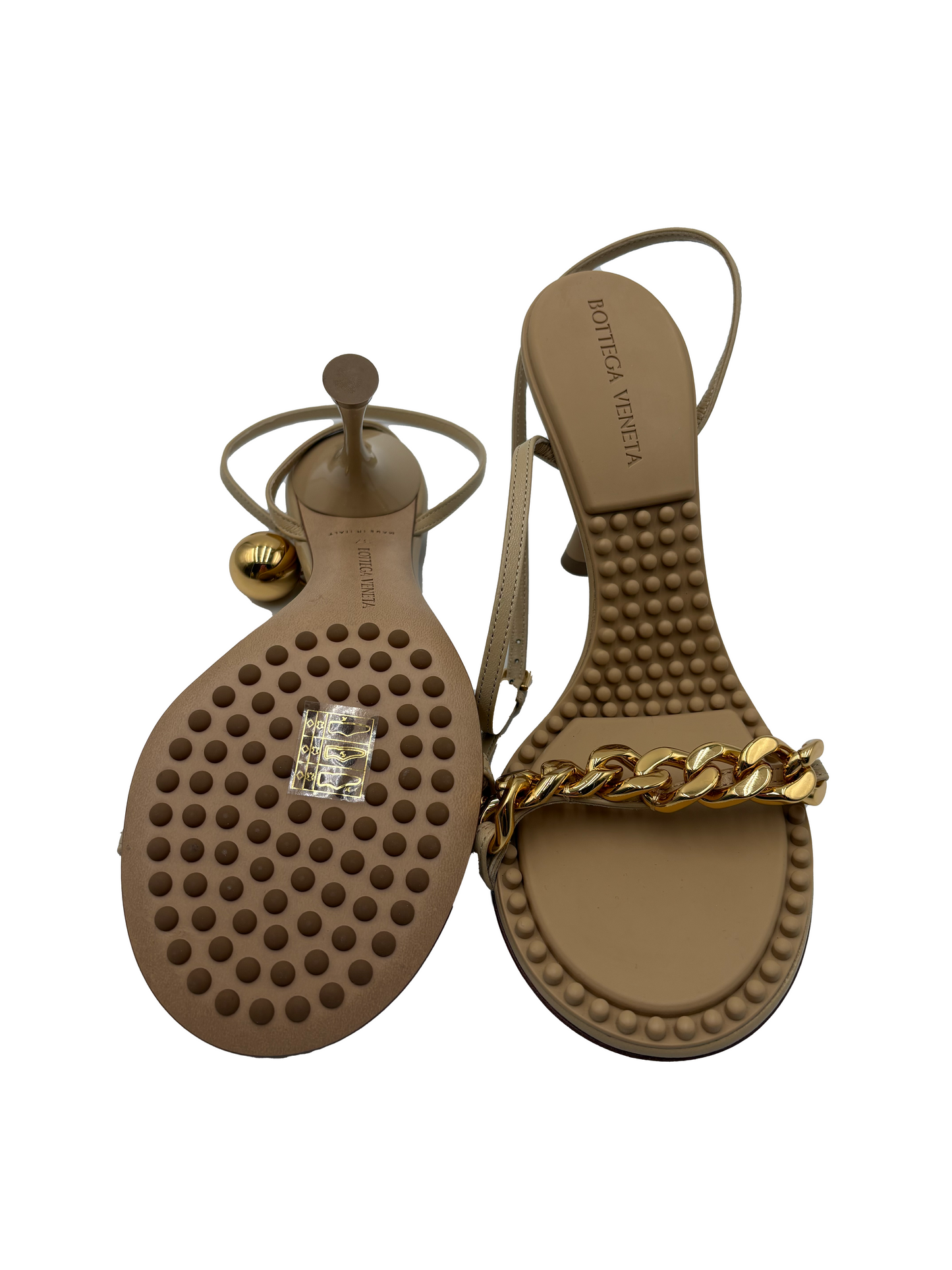 NWT Bottega Veneta Beige Dot Heeled Sandals