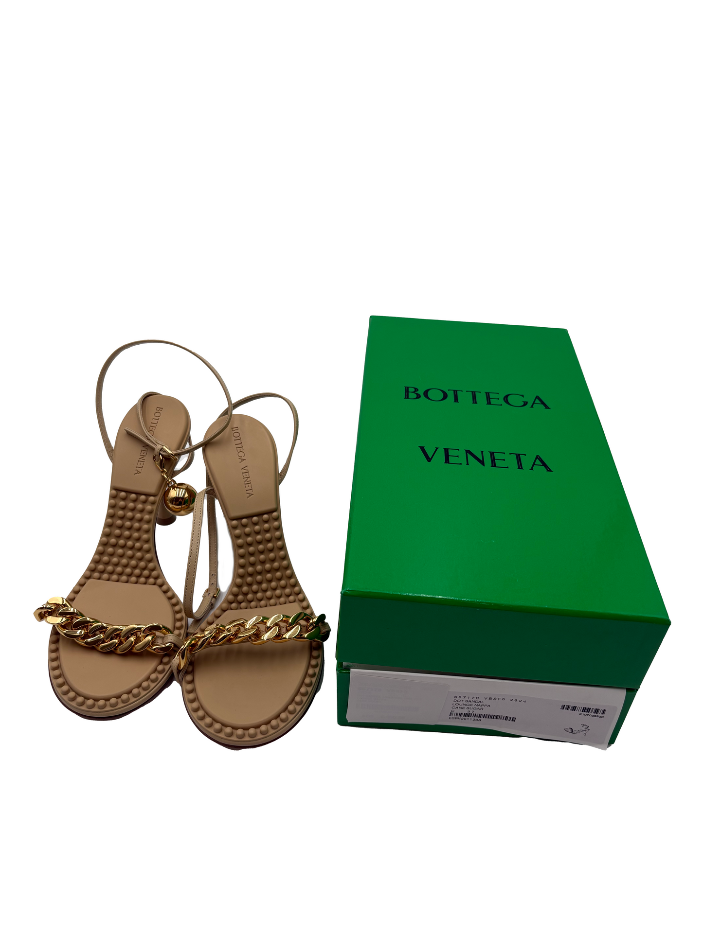 NWT Bottega Veneta Beige Dot Heeled Sandals