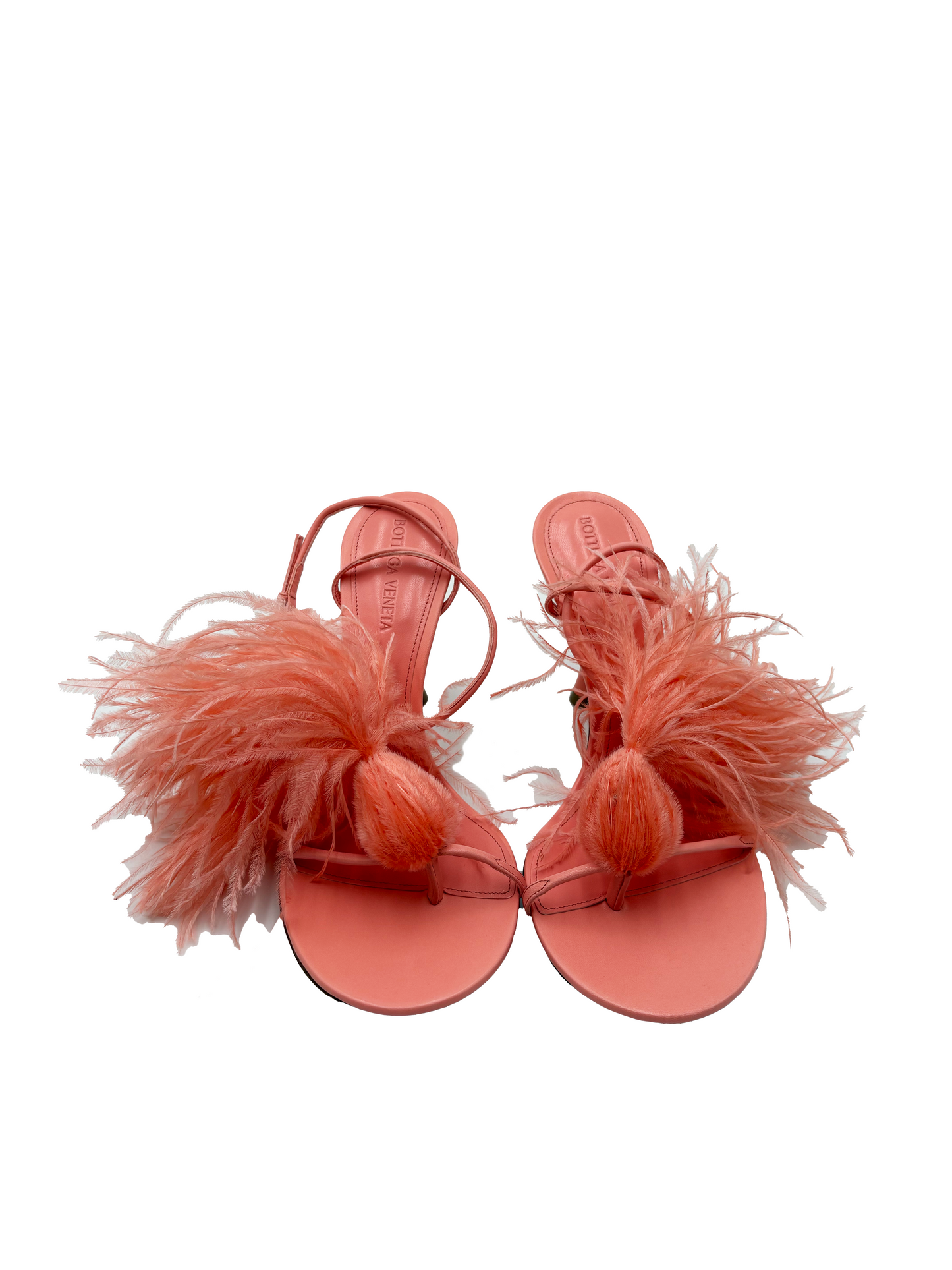 NWT Bottega Veneta Leather Feather Trim Slingback Sandals