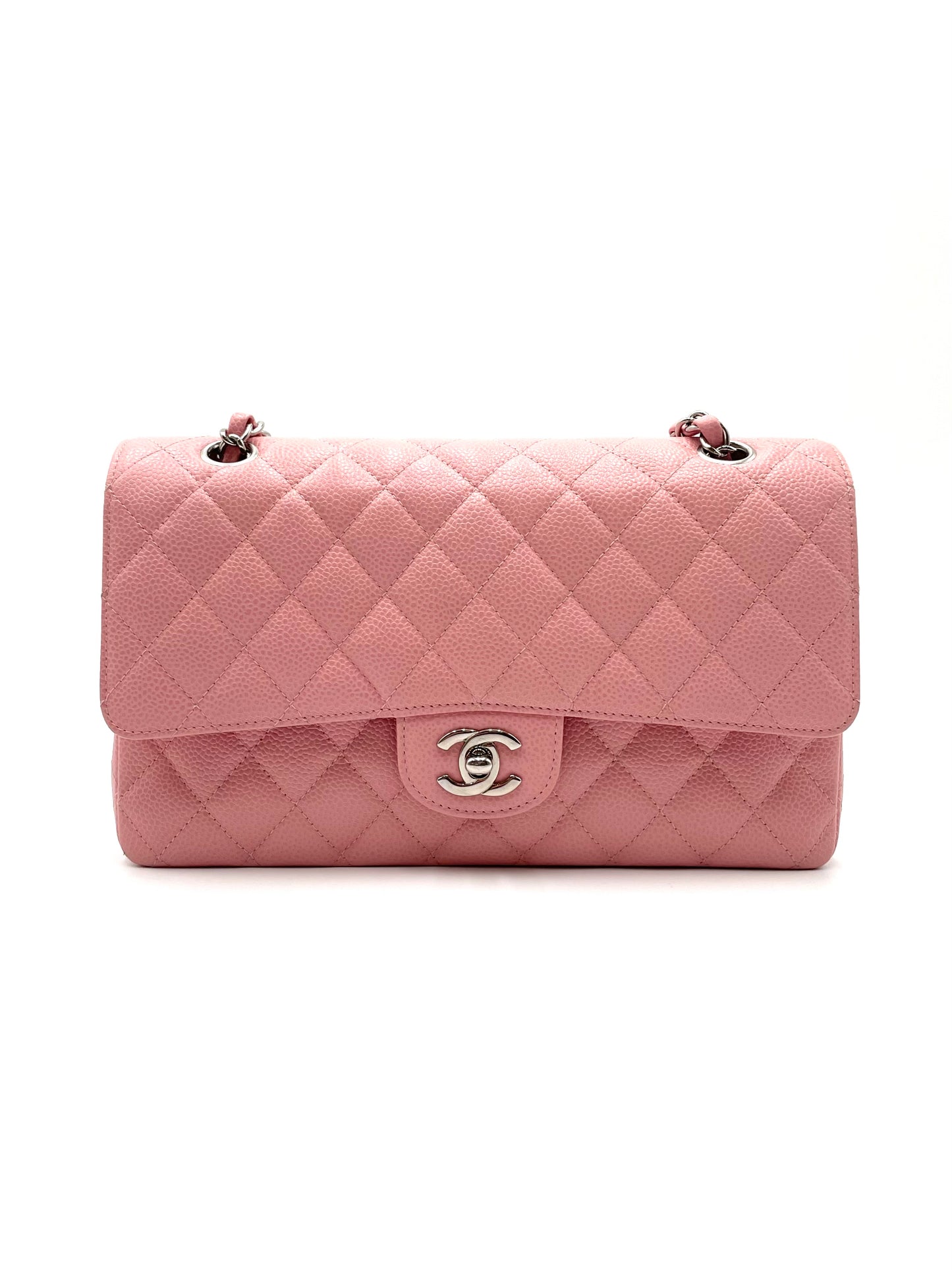 Chanel Pink Caviar Double Flap Shoulder Bag