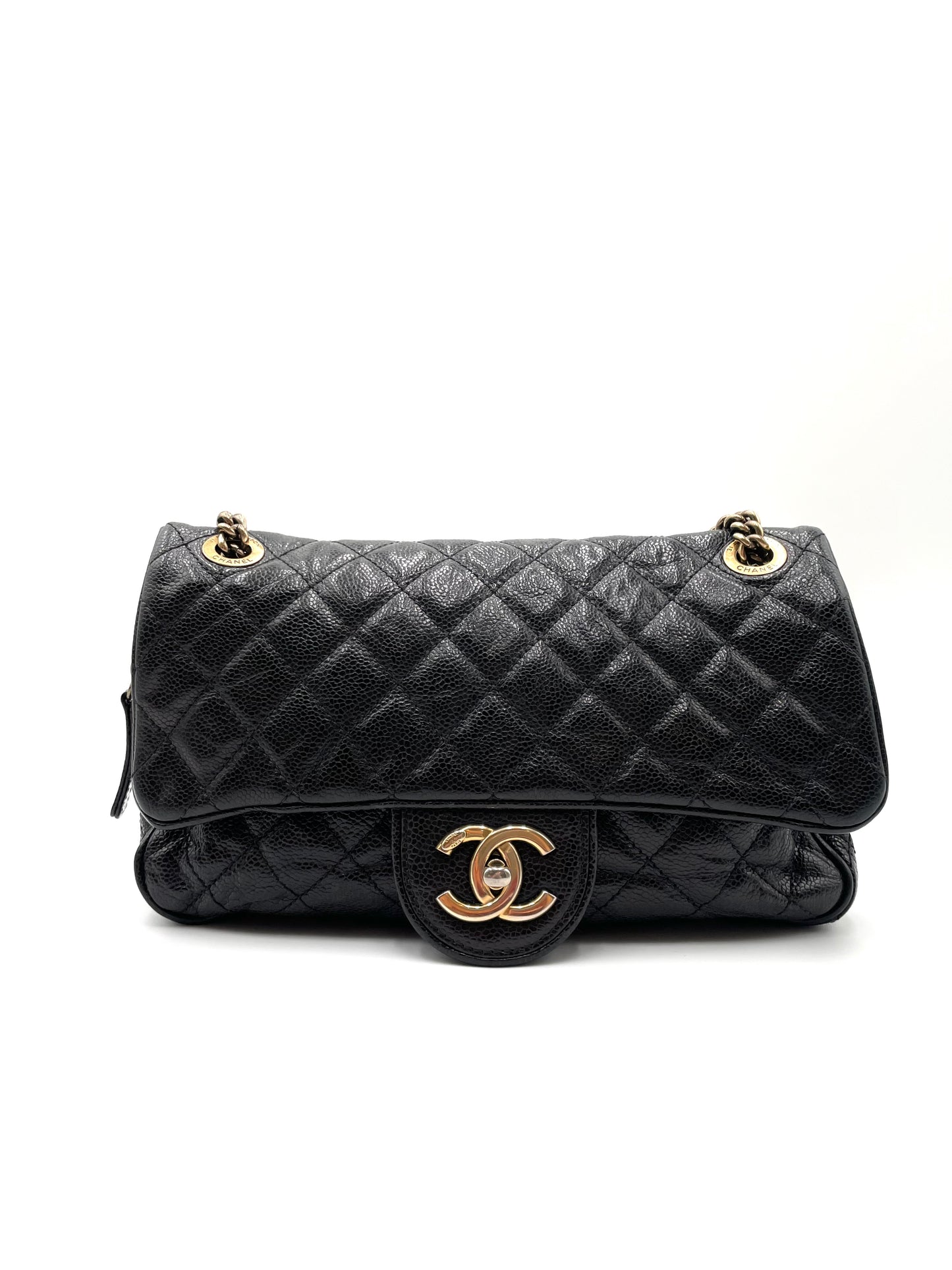 Chanel Crumpled Grained Calfskin Quilted Medium Shiva Flap