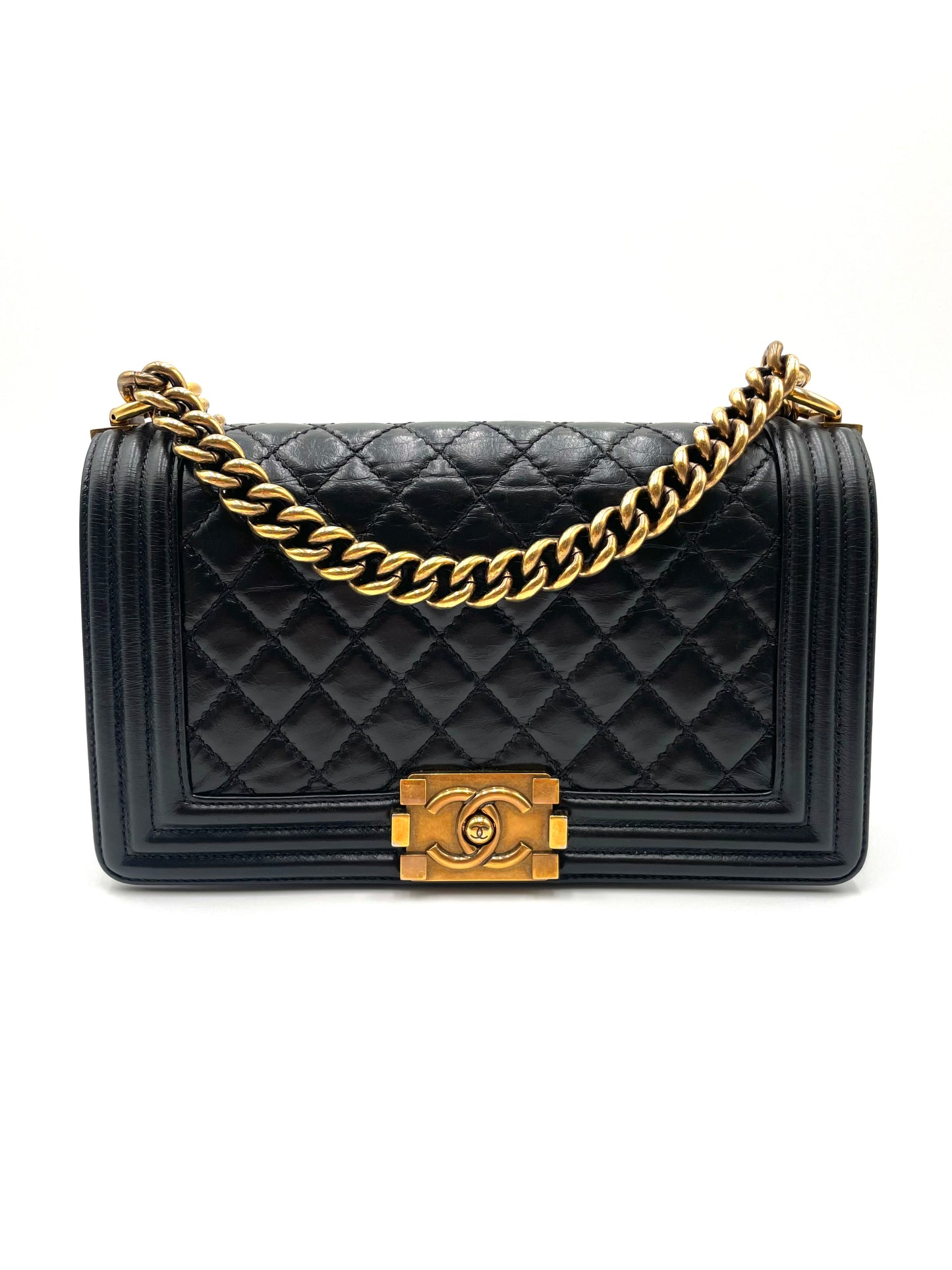 Chanel Quilted Glazed Calfskin Medium Boy Bag