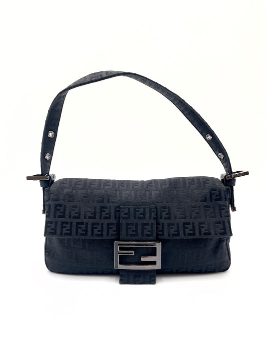 Fendi Zucchino Black Baguette