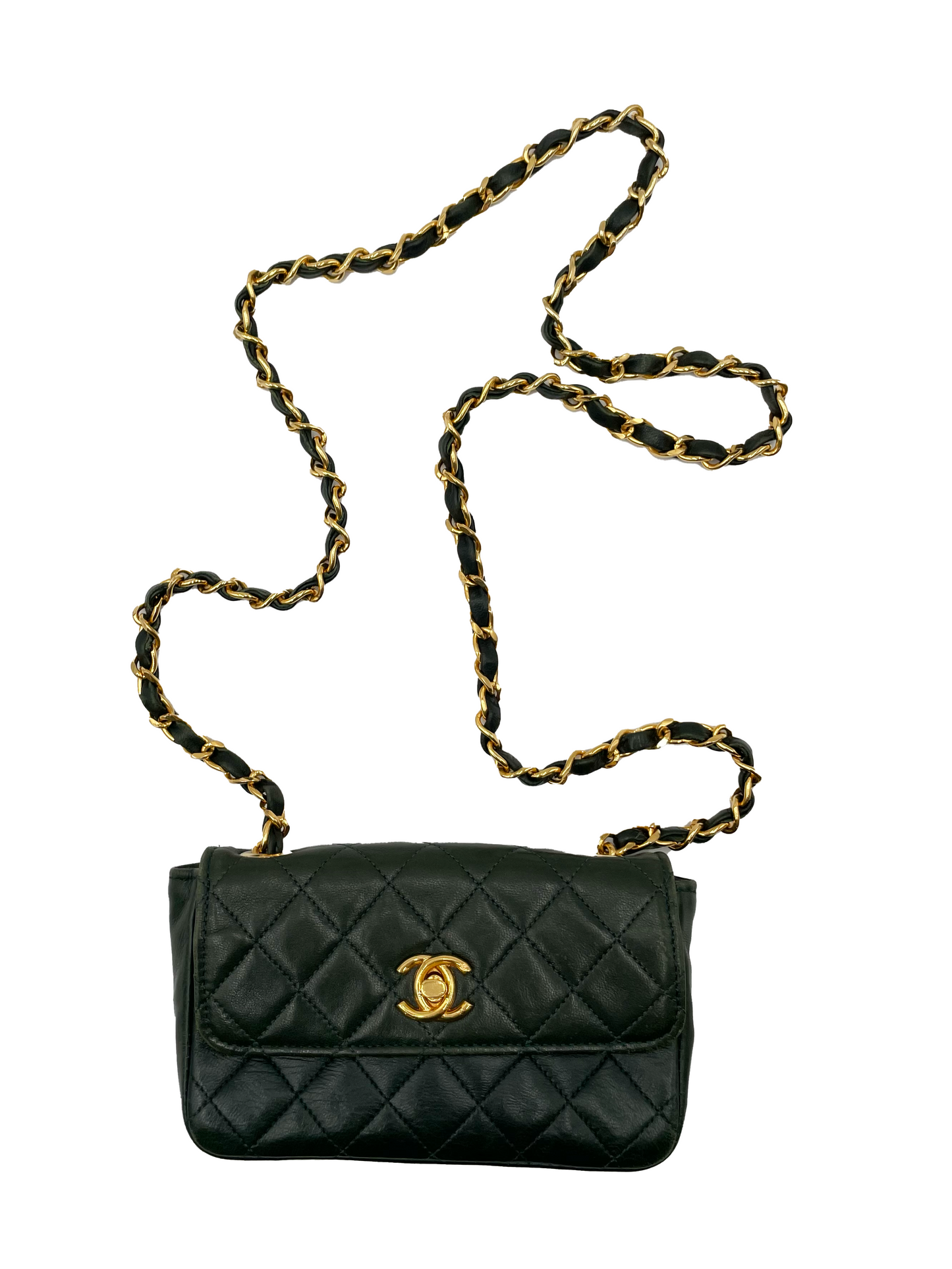 Chanel Vintage Extra Mini Forest Green Flap Bag