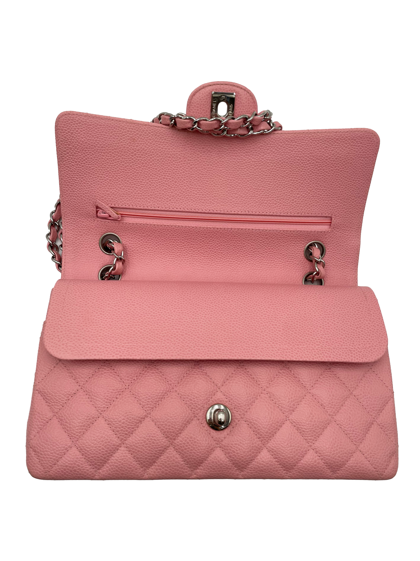 Chanel Pink Caviar Double Flap Shoulder Bag