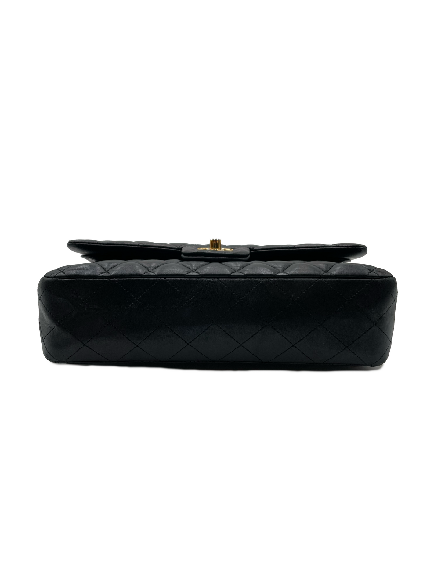 Chanel Black Lambskin Double Flap Shoulder Bag