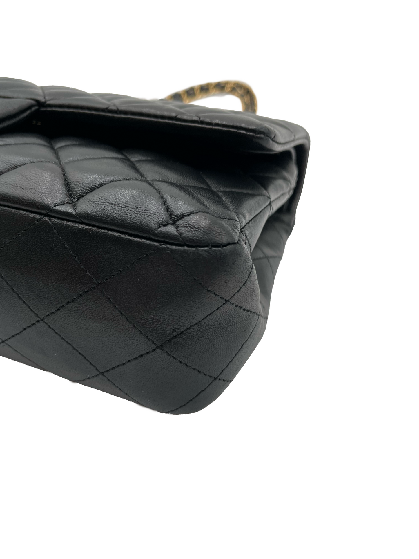 Chanel Black Lambskin Double Flap Shoulder Bag