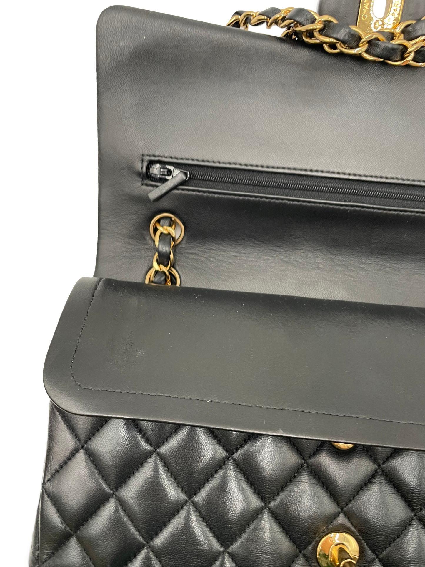 Chanel Black Lambskin Double Flap Shoulder Bag